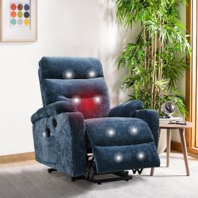 Liyasi Electric Power Lift Recliner Chair Sofa with Massage and Heat for Elderly, 3 Positions, 2 Side Pockets and Cup Holders, USB Ports