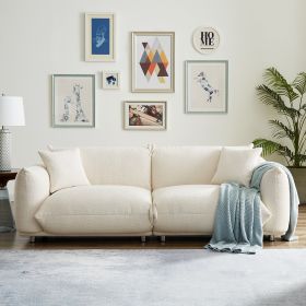 87'' Oversized Loveseat Sofa for Living Room, Sherpa Sofa with Metal Legs, 3 Seater Sofa, Solid Wood Frame Couch with 2 Pillows