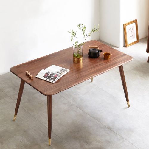 Qokori Black Walnut Dining Table for - Modern Solid Wood, 51", Seats 4-6 - Stylish Family and Office Furniture