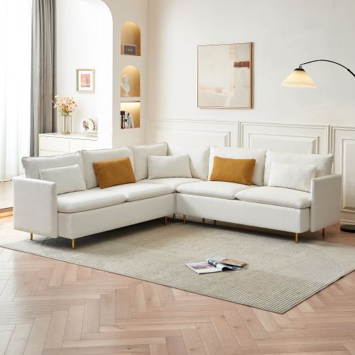 92"Teddy Fabric Sofa, Modern Corner Sectional Sofa with Support Pillow for Living room, Apartment & Office.(Beige) 92"Teddy Fabric Sofa, Modern Corner Sectional Sofa with Support Pillow for Living room, Apartment & Office.(Beige)