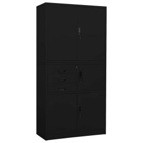 Office Cabinet Black 35.4"x15.7"x70.9" Steel