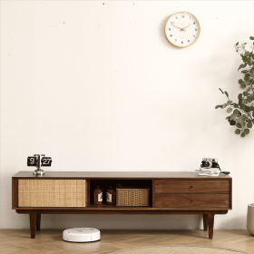 Black Walnut Rattan TV Stand - Perfect for Living Rooms, Bedrooms, and Offices.Sideboard Buffet Cabinet 68.90inch
