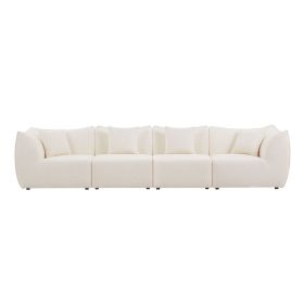 145 inch Free Combination Sectional Sofa Upholstery Leisure Wide Deap Seat 4 Seaters Living Room, Apartment, Office Beige.