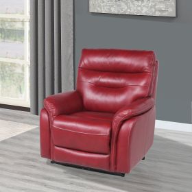 Top-Grain Leather Motion Recliner - Contemporary Style, Control Panel - USB Charging, Home Button - Wine