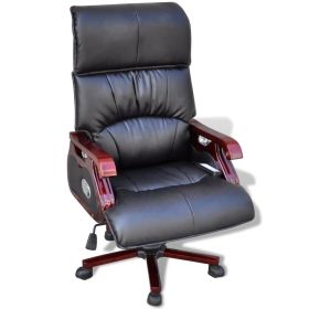 Black Top Real Leather Adjustable Massage Office Chair
