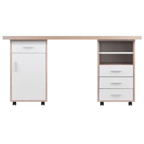 Kenner 3-Pc Modular Desk Set; Reclaimed Wood and White Kenner 3-Pc Modular Desk Set; Reclaimed Wood and White