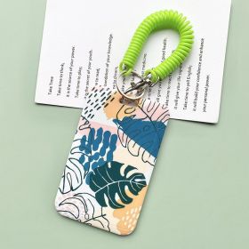 Green Plant Series Simple Fashion Lanyard Card Cover (Option: 5 Pieces Monstera Deliciosa-Green spring rope)