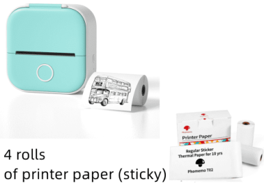Portable Mini Thermal Label Printer Home Photo Printer Student Wrong Question Printer Bluetooth Mini Label Printer Price Tag (Option: All green set-USB)
