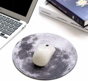 Space Round Mouse Pad PC Gaming Non Slip Mice Mat For Laptop Notebook Computer Gaming Mouse Pad (Option: Moon)
