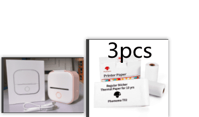 Portable Mini Thermal Label Printer Home Photo Printer Student Wrong Question Printer Bluetooth Mini Label Printer Price Tag (Option: Pink Set2-USB)