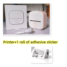 Portable Mini Thermal Label Printer Home Photo Printer Student Wrong Question Printer Bluetooth Mini Label Printer Price Tag (Option: Pink-USB)