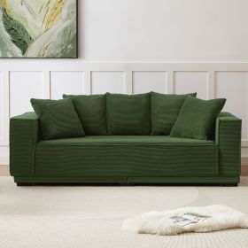 88.97'' Mid Century Modern Upholstered Sofa with 5 Matching Toss Pillows, Including bottom frame,Comfy Couches for Living Room, Bedroom (Color: as Pic)