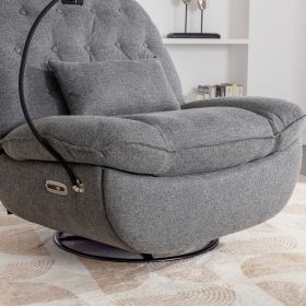 270 Degree Swivel Power Recliner with Voice Control, Bluetooth Music Player,USB Ports, Atmosphere Lamp (Color: as Pic)