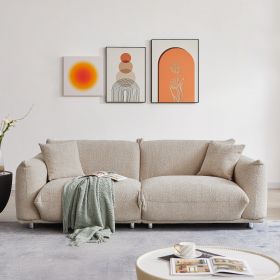 Oversized Loveseat Sofa for Living Room, Sherpa Sofa with Metal Legs, 3 Seater Sofa, Solid Wood Frame Couch with 2 Pillows (Color: as Pic)