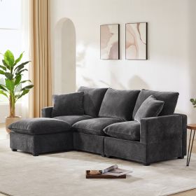 [VIDEO provided] [New] 84*57" Modern Modular Sofa, 4 Seat Chenille Sectional Couch Set with 2 Pillows Included (Color: as Pic)