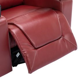 270 Degree Swivel PU Leather Power Recliner Individual Seat Home Theater Recliner with Surround Sound, Cup Holder, Removable Tray Table (Color: as Pic)