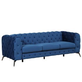 85.5" Velvet Upholstered Sofa with Sturdy Metal Legs,Modern Sofa Couch with Button Tufted Back, 3 Seater Sofa Couch for Living Room,Apartment (Color: as Pic)