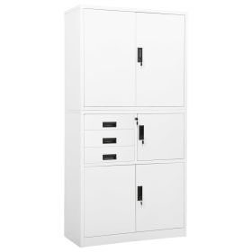 Office Cabinet White 35.4"x15.7"x70.9" Steel (Color: White)