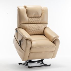 Lounge chair lift chair relax sofa chair sitting room furniture sitting room power supply elderly electric lounge chair (180 degree lying flat) (Color: as Pic)