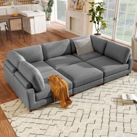 U-style 163''Modular Sectional Sofa,with Ottoman L Shaped Corner Sectional for Living Room,,Office, Apartment (6-Seater) (Color: as Pic)