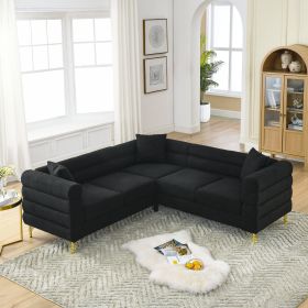 81.5-Inch Oversized Corner Sofa, L-Shaped Sectional Couch, 5-Seater Corner Sofas with 3 Cushions for Living Room, Bedroom, Apartment, Office (Color: as Pic)