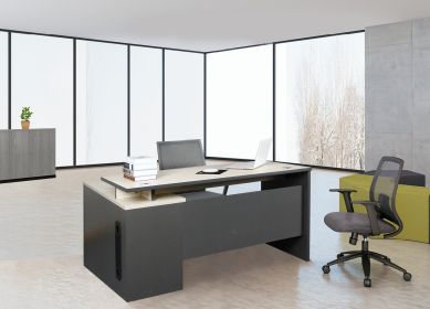 Office furniture desk sets l shaped melamine board office desk with side return (Color: Color, size: 1400*700*750mm)