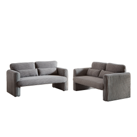 60"Corduroy Fabric Loveseat Sofa with 60"Loveseat Sofa, Modern Sofa with Support Pillow, for Apartment, Office, Living Room & Bedroom (Color: as Pic)