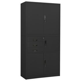 Office Cabinet Anthracite 35.4"x15.7"x70.9" Steel (Color: Anthracite)