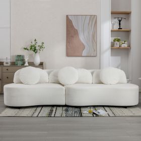 103.9" Modern Living Room Sofa Lamb Velvet Upholstered Couch Furniture for Home or Office, (Color: Beige)