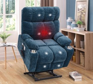 Liyasi Dual OKIN Motor Power Lift Recliner Chair for Elderly Infinite Position Lay Flat 180° Recliner with Heat Massage (Color: as Pic)