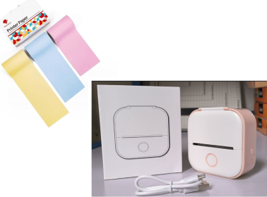 Portable Mini Thermal Label Printer Home Photo Printer Student Wrong Question Printer Bluetooth Mini Label Printer Price Tag (Option: Pink setB-USB)