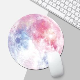 Space Round Mouse Pad PC Gaming Non Slip Mice Mat For Laptop Notebook Computer Gaming Mouse Pad (Option: Rainbow Moon)